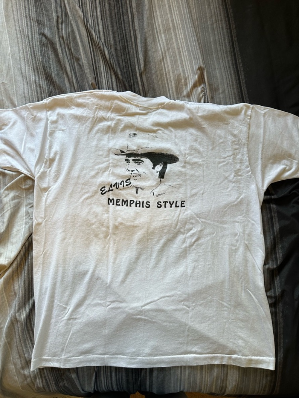 Vintage 80s melvis Presley Memphis Style T Shirt XXL USA Made White